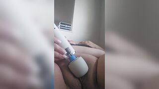 Cunt popping climax on wand