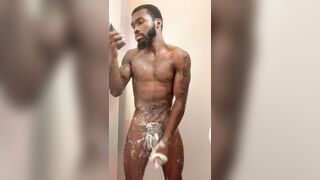 Playing With My Lengthy Ebony Schlong???????? In Shower ????