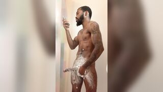 Playing With My Lengthy Ebony Schlong???????? In Shower ????