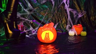 LittleMissTipToes - Halloween pumpkin tease, crush and trample in my popular haunch high boots