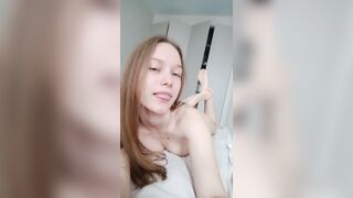 A student makes a hawt movie scene with her tits