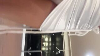 Showing her cunt in the cruise pool