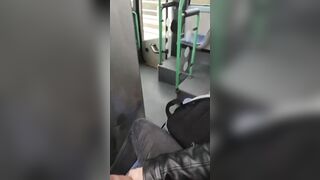 ????????I'm jerking my bushy ramrod right on the bus