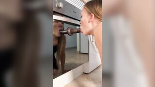 Small housewife realized that ebony ramrod is more excellent and got a strong squirt