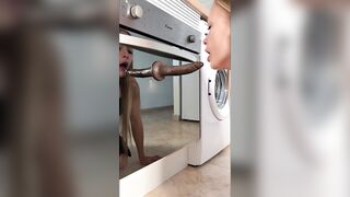 Small housewife realized that ebony ramrod is more excellent and got a strong squirt