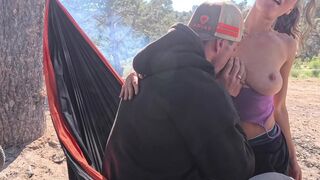 Camping Sex in the Hammock. Outdoor public