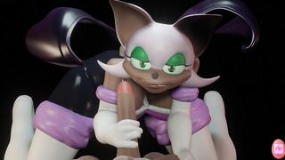 Rouge the bat suck a large jock and cumming in face - sonic anime