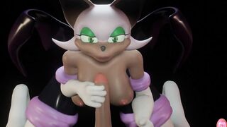 Rouge the bat suck a large jock and cumming in face - sonic anime