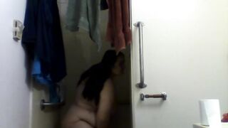 woman taking shower