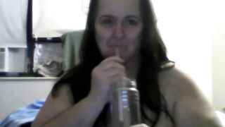 large natural momma drinking