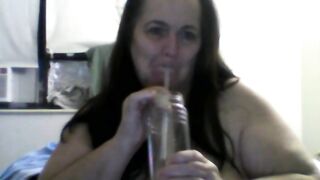 large natural momma drinking
