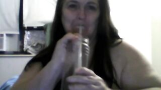 large natural momma drinking