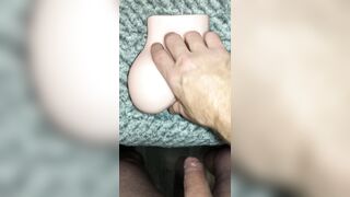 Screw me stupid interactive talking fake snatch toy gets a load of cum sucked up off its back