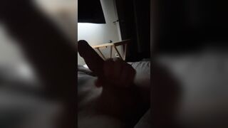 Tatted up guy large schlong in couch