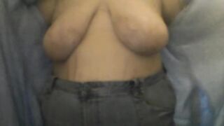 large woman in pigtails