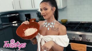 TWISTYS - Scarlett Alexis Crawls Behind The Kitchen Counter And Licks Ryan Reid's Cunt From Behind