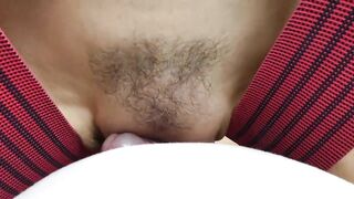 Athletic palpitating vagina oozes with cum and squirt.