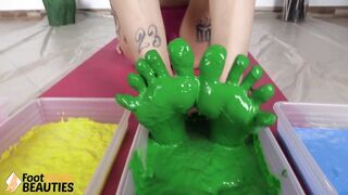 A Tattooed Tiny Playgirl's Colorful Yoga at Home