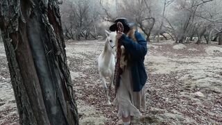 Farmers wife thirsty for penis in the throat.