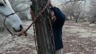 Farmers wife thirsty for penis in the throat.