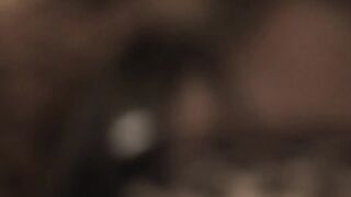 Cute brunette hair in ebony underware gets cum on her face