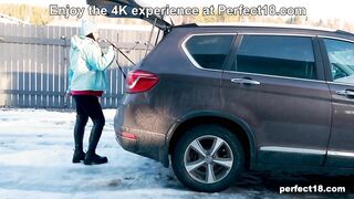 Amelia Ost makes her Freezing Fingers all Warm and Soaked at Perfect18