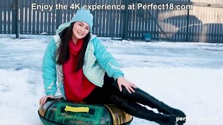 Amelia Ost makes her Freezing Fingers all Warm and Soaked at Perfect18