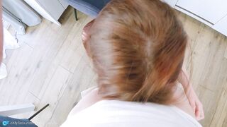 POV Redhead roommate was cleaning the kitchen out of pants.