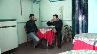 Incredible curly youthful cutie rides the dong of a fur old pig