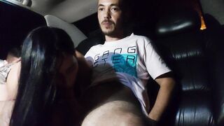 Sexy wife sucking her cuckold whilst the uber with a large cock bangs her booty mercilessly