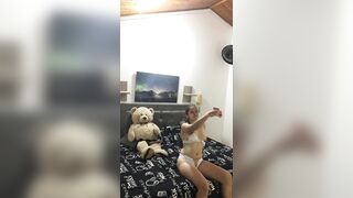 My excited neighbour makes a movie with her cell phone for her lover.