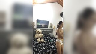 My excited neighbour makes a movie with her cell phone for her lover.