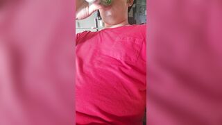 Chap enjoying a sprite, licking and smacking lips