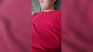 Chap enjoying a sprite, licking and smacking lips