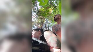Riding the bull in the woods pounding vagina for double organisms