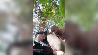 Riding the bull in the woods pounding vagina for double organisms