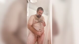 Fat Dude Comes In Shower For U/Full Body