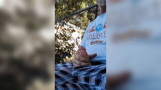 Quickie in the back yard home alone choking the chicken