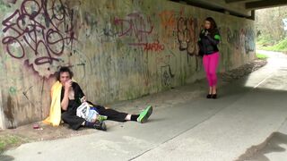 Large boobed mother i'd like to fuck takes vagabond aged obscene chap for her pissing session with banging