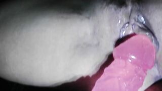 Tawny gapes Mazzy's snatch with a large, pink sex tool in advance of Jack screws her with his schlong