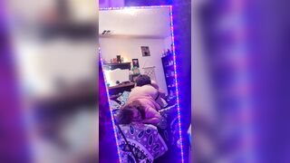 Cumdump gets booty banged in the mirror until that babe gets the load this babe's begging for