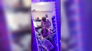 Cumdump gets booty banged in the mirror until that babe gets the load this babe's begging for