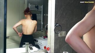 During the time that the Parents Are Not at Home, 2 Undressed Stepsisters, in Juicy Lesbo Sex Beneath the Jets of a Sexy Shower!