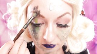 Make-up with scars in process - with liquid latex and cottonwool.