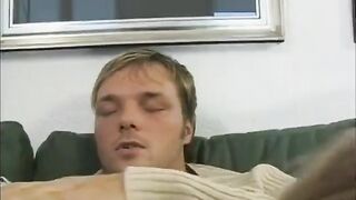 Beautiful golden-haired beauty likes large schlong in vagina in throat. Cum in throat