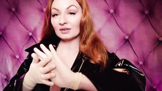 ASMR: latex gloves medical fetish sounding - mother I'd like to fuck in ebony shiny garments PVC coat