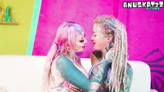 Tattooed Doxies Ride Alien Dildos Unfathomable in The one and the other Holes