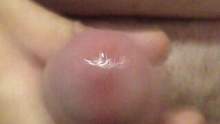 Wanking my precum oozing dong until I spray a large load of Cum