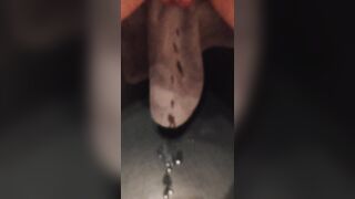 Wanking my precum oozing dong until I spray a large load of Cum