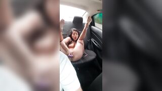 My hawt user masturbates with her sextoy on the way home.